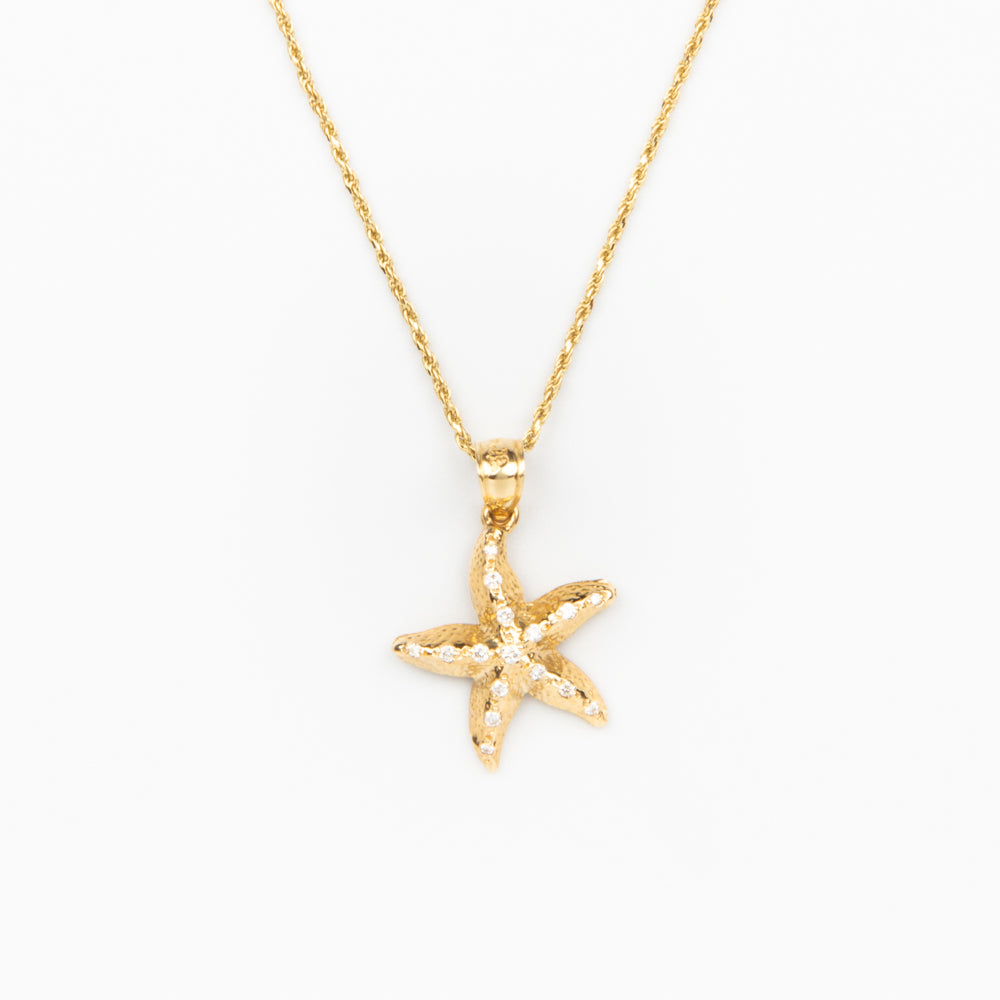 Starfish Necklace - 14K Gold and Diamonds