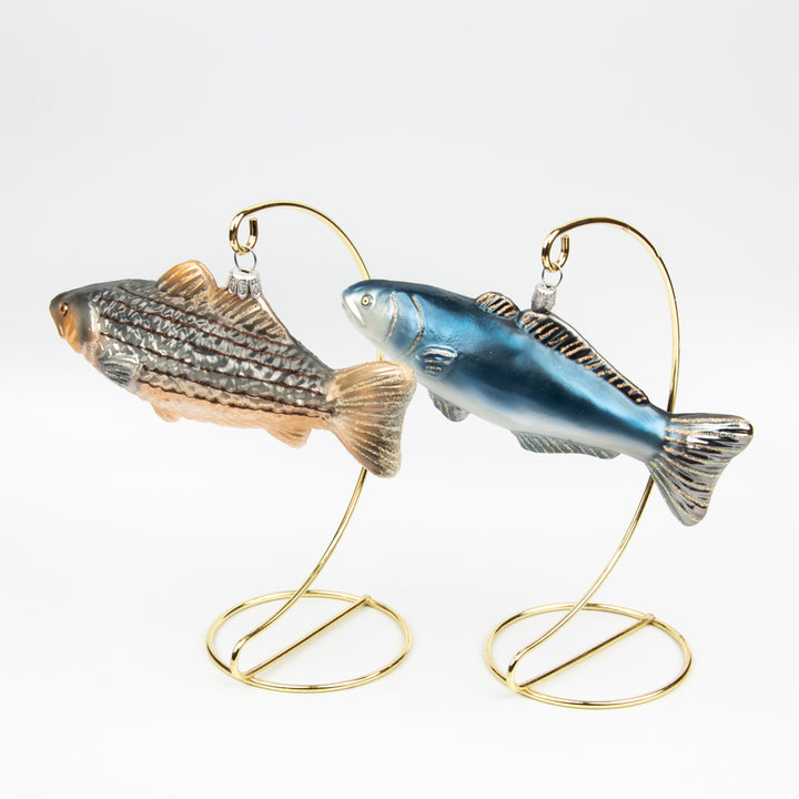 Striped Bass and Blue Fish Ornament Set