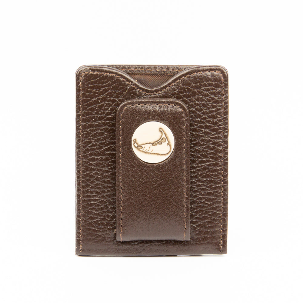 Nantucket Island Leather Money Clip - Scrimshaw, Mammoth Ivory, Leather