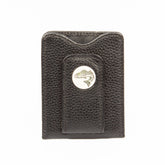 Striped Bass Leather Money Clip Black - Scrimshaw, Mammoth Ivory, Leather