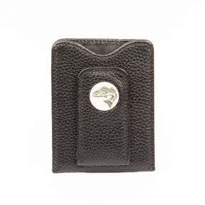 Striped Bass Leather Money Clip Black - Scrimshaw, Mammoth Ivory, Leather