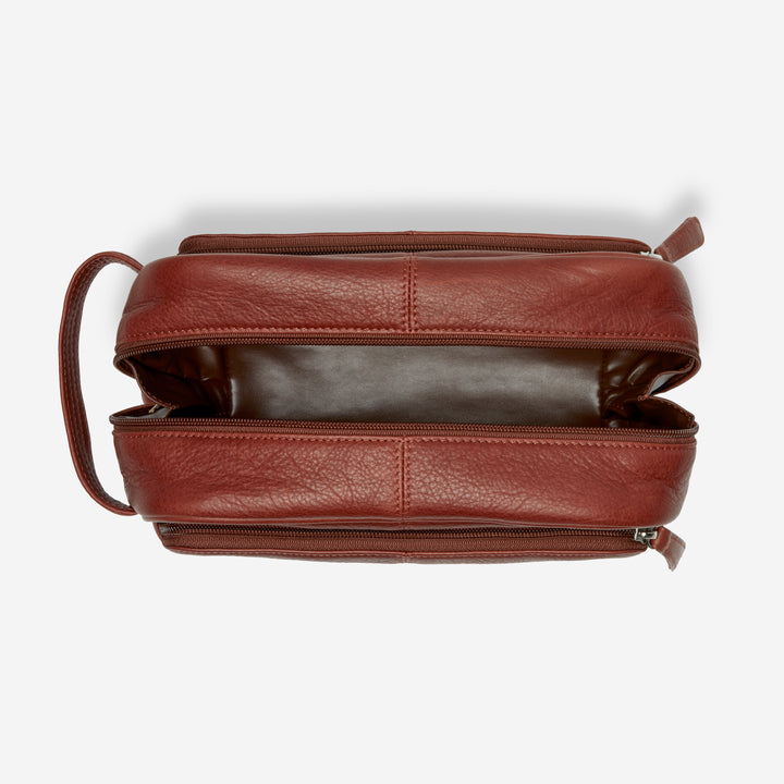 Triple Zip Leather Travel Kit
